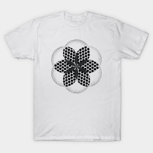 Flowers and Dots In Circular Pattern | Nature & Geometry T-Shirt